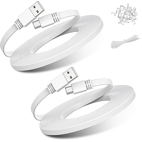 BASESAILOR Micro USB Power Cable 12M/2Pack,Flat Micro USB Charging Power Cord,Charger for Wyze Cam V3,Pan V4,Nest Yi,Blink Mini XT XT2 Outdoor/Indoor 3rd Gen,Zmodo,Furbo Dog,Netvue,Xbox Controller