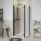 NRG 700 x 700mm Hinged Shower Enclosure Matte Black Framed Bathroom Cubicle Screen Door with Side Panel