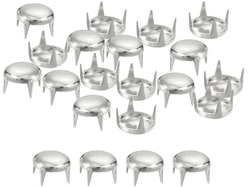 sourcing map 200 Stück 8mm Silberne runde Kuppelnieten Metallklauenperlen Nagelkopfnieten Spike Nieten Punk Rock DIY für Lederhandwerk Kleidungsgürtel Tasche Schuharmband Zubehör