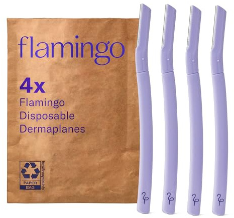 Flamingo Einweg Dermaplane Rasierer, 4 Einzelklingen-Gesichtsrasierer für Frauen