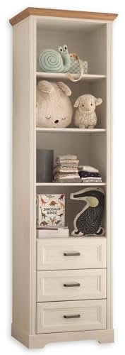 Stella Trading Jasmin Babyzimmer Standregal in Anderson Pinie Optik, Artisan Eiche Optik - Modernes Regal im Landhausstil mit viel Stauraum - 61 x 205 x 42 cm (B/H/T)