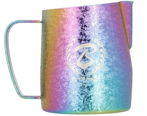Barista Space Jarra de leche plateada pulida, ideal para latte art con boquilla precisa, ligera y manejable, recomendada por campeones del mundo, plateado, multicolor, 450 ml