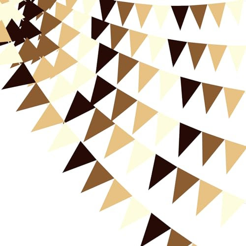 Wimpelkette mit Wimpelkette für Hochzeit, Geburtstag, Babyparty, Verlobung, Karneval, Picknick, Outdoor, Garten, hängende Festivals, Dekoration, Zubehör, 100 m, Braun, 40 Stück