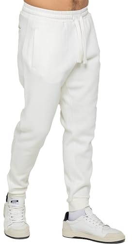 989Zé ENZO Mens Joggers Fleece Lined Soft Warm Sweatpants Regular Fit Tracksuit Bottoms Casual Trousers (UK, Alpha, XXL, Regular, Regular, Off White)