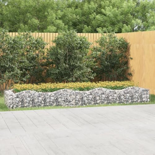Natulvd Gabion Raised Garden Bed - 400x100cm Rectangle - Galvanised Gabion Basket Rectangular Planter - Weather-Resistant & High Load Capacity (50CM H)