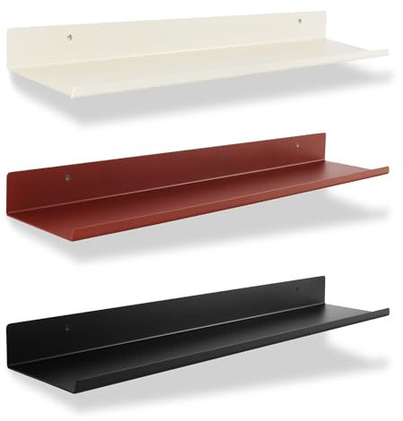 Natural Goods Berlin 1x Wandregal Sheet - Schweberegal aus rostfreiem Metall 60x12cm beige - Moderne Ablage für die Wand in Badezimmer, Küche oder Wohnzimmer - Schmales Regalbrett