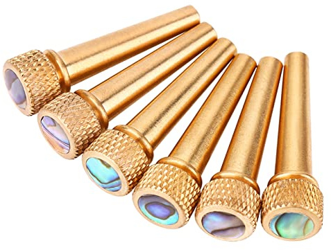 6-teiliges Gitarren-Pins, Messing- und Abalone-Pins, Bridge-Pin-Set für Akustik-Folk-Gitarre, Gitarren-Zubehör | Aus Messing und Abalone, 6-tlg. für Akustik-Folk-Gitarren. Perfekt als Ersatz oder Upgrade, robust und langlebig.