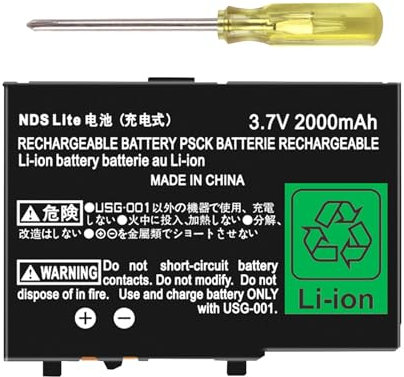 FLSTOR DSL NDSL Akku, 2000mAh 3.7V USG-003 Batterien Wiederaufladbarer Lithium-Ionen Ersatz Kompatibel mit Nintendo DS Lite NDS Lite mit Werkzeug, Nicht für DSi, DSi XL, DSi LL, 1 Stück