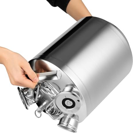 SanBouSi 10 Liter Reinigungsbehälter DREI-Kopf KEG-Reinigungsfass Bierreinigungsfass Reinigungsbehälter mit Deckel für KEG-Zapfanlagen