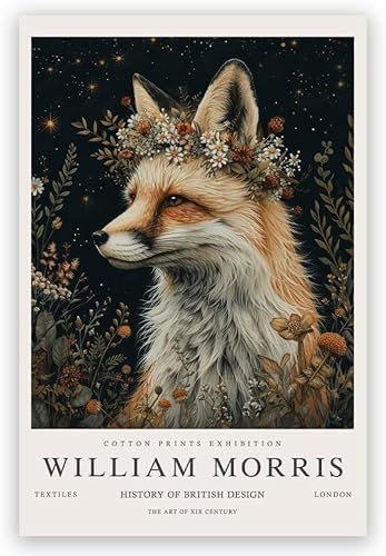 ZZYGGN GMGSW William Morris Fuchs Leinwand Poster William Morris Wandkunst Fuchs Blumen William Morris Drucke und Malerei für Home Decor Bild 50x75cm Kein Rahmen