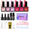 SHATY® BIAB Gel Nail Polish Set Seasonal-Inspired Colors Long-Lasting Builder in a Bottle for Strong Nails LED Curing, Easy At-Home Manicure Kit (6 Color Red Purple)