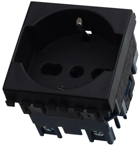 1 MODULO SCHUKO, NERO, COMPATIBILE CON VIMAR ARKE', PRESA 220V 230V 10A 16A, STANDARD TEDESCO, MODULI E FRUTTI 100% COMPATIBILI, MATERIALI DI ALTA QUALITA'