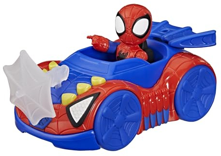 Marvel Spidey und Seine Super-Freunde Spidey Web-Flitzer Spielzeugauto mit Action-Figur (7,6 cm) und Accessoire, Superhelden-Spielzeug für Kinder ab 3 Jahren