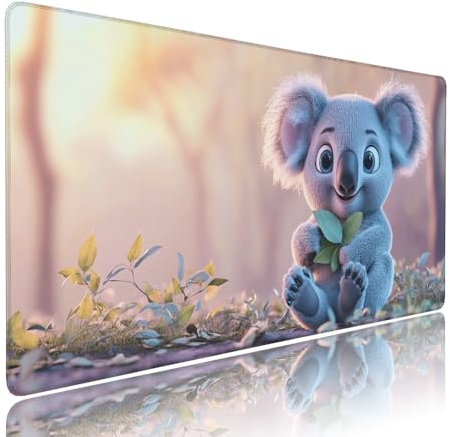Rosa Tappetino Mouse xxl Gaming Accessori Sottomano Scrivania Grande Tappetino Mouse e Tastiera Koala Accessori pc 1400x600x3mm Ufficio Desk Mat, con Base in Gomma Impermeabile e Antiscivolo d-260