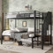 YEHTOKHOME Letto a castello multifunzionale 90/120 x 200 cm con scala e spazio per riporre oggetti, moderno letto in metallo per adolescenti con corpo(senza materasso) (nero)