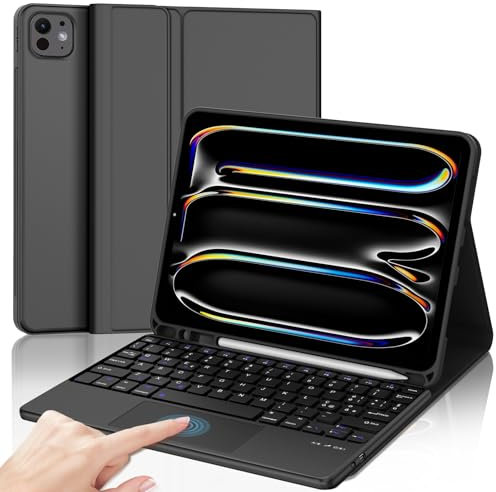 JADEMALL Tastiera con Trackpad per iPad Pro 11 M4 2024, Italiano QWERTY Tastiera Bluetooth Staccabile con Touchpad per iPad Pro 11 2024, Nero
