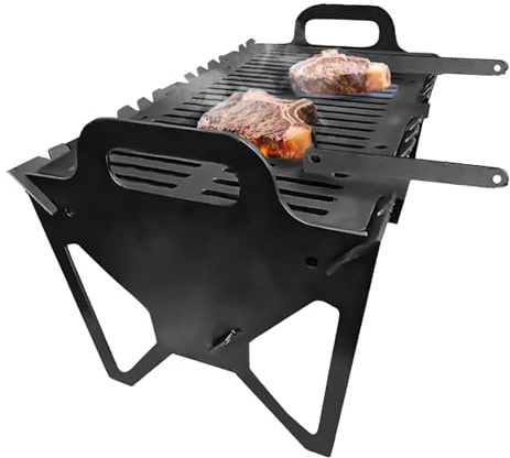 Barbecue à charbon portable pliable robuste pour la cuisine en plein air, barbecue de voyage léger pour jardin, plage, feu de camp, pique-nique, camping et hayon