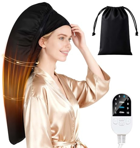 DEWEL Elektrische Haarpflege Kappe für Tiefenpflege, 10 Stufen für Intelligente Steuerung, Trockenhauben für Haare, Hair Steamer, für Natürliches oder Beschädigtes Haar Nourishing