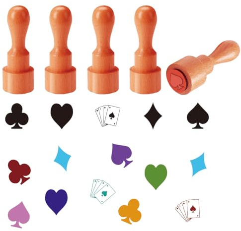 AHANDMAKER 5 Stile Spielkarten Stempel Magic Elements Stempel Mini Eierstempel Aus Holz Einzigartige Designs Zeichenstempel Für Scrapbooking Kartenherstellung Planer Aufkleber