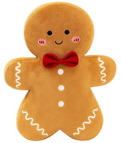 DqiUnaX Weihnachtskissen, Lebkuchenmann Kissen, Weihnachtsdeko Kissen, Plüschkissen, Christmas Pillow, Lebkuchenmann Deko, 17 cm