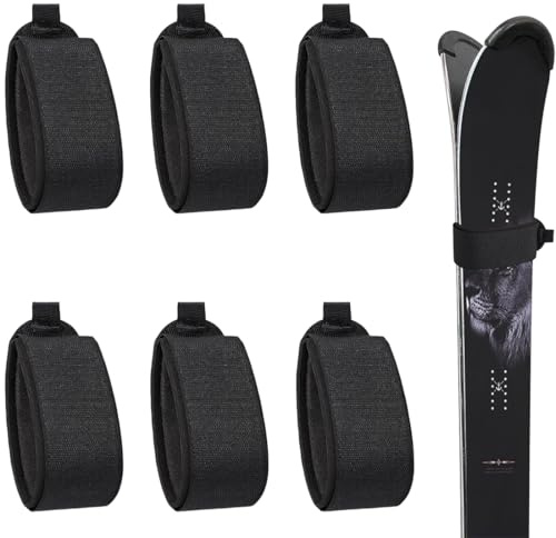 YOFDAL 6 Stück Ski befestigungsbänder, 48x5cm ski klettband für Skibretter Skistöcke Wintersport