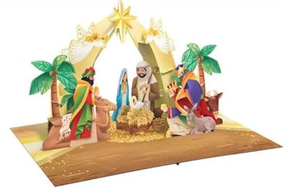 Weihnachten 3D Pop Up Karte Weihnachtskarte, Handgemachte Weihnachtskrippe Grußkarte für Neujahr, Urlaub Freunde Familie