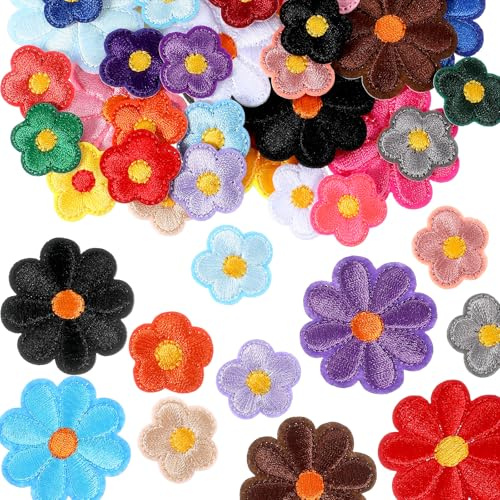 37 Stück Patches Zum Aufbügeln Set Florale Aufnäher Zum Aufbügeln Bestickte Aufnäher Für Kleidung, Jeans, Hüte, Diy-Stickaufnäher, Bunte Gänseblümchen, Flicken Zum Aufbügeln Erwachsene