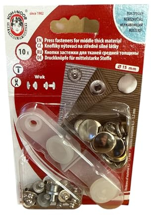 Druckknöpfe Nähfrei Druckknopf Anorak, Sport, Camping Knöpfe 15mm (Silber, mittelstarke Stoffe (Anorak))