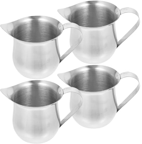 TOYANDONA Pichet Inox 4 Pièces 90 Ml pour Mousse de Lait et Café, Petit Pot Poignée Ergonomique Adapté la Maison Bureau