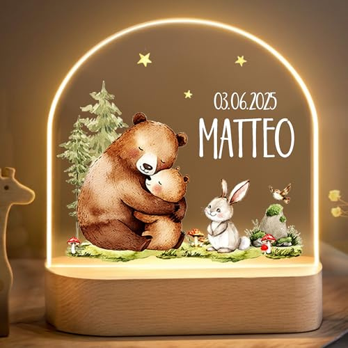 Little Deco Personalisiertes Nachtlicht für Babys - Bären Familie | Nachtlampe mit Namen - Geschenk zur Geburt Mädchen - Personalisiertes Babygeschenk Geschenk zur Taufe - Kinderzimmer Deko