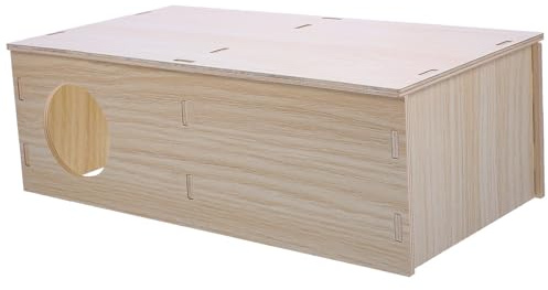 KALLORY Holzhaus als Kleine für Meerschweinchen Mehrkammer Warm und Langlebig Beige Kleintierhaus Gemütliches Versteck Kleintiere Drinnen und Draußen