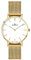 Dugena Damen-Armbanduhr 4460747, Quarz, weißes Zifferblatt, Edelstahlgehäuse, Saphirglas, Edelstahl-Milanaiseband, Schiebeverschluß, 3 bar