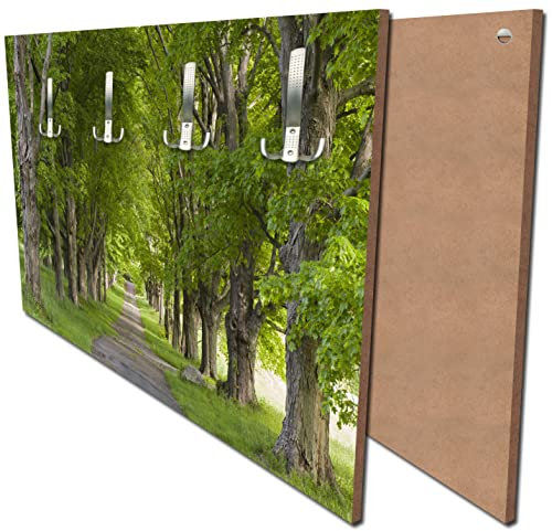 wandmotiv24 Garderobe Sommerallee Querformat - 69x40 (BxH) - Dekorfolie Wandgarderobe, inklusive Garderoben-Haken, Kleiderhaken, Set M0357