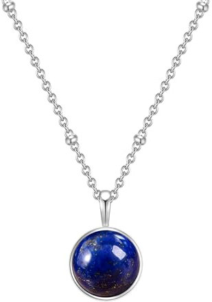 Glanzstücke Damen-Halskette 925/- Sterling Silber mit Edelstein-Anhänger Lapislazuli blau - Edelsteinkette für Frauen Heilsteine Lapis-lazuli
