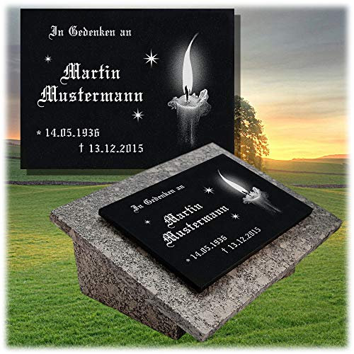 LaserArt24 Granit Grabstein, Grabplatte oder Grabschmuck mit dem Motiv Grabstein-gg31s und Ihrem Text/Daten