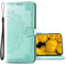 BRAND SET Handyhülle für Sony Xperia 10 II Hülle Leder Wallet Tasche Cover Retro Blumen Muster Design Klapphülle Handytasche Phone Case für Sony Xperia 10 II-Grün