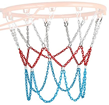 Ardorman Basketballkorb Netz Metall, Verzinktes Basketballnetz Mit 12 Haken, Eisenkette Basketballkorb Ersatznetz Für Sportbasketballplätze Im Innen Und Außensport