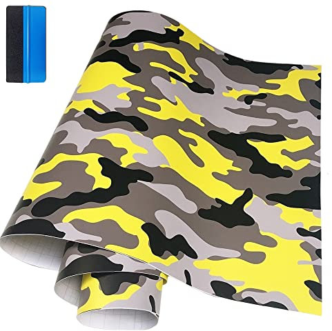 NewL Camouflage-Vinylfolie für Auto, Motorrad, Computer, Laptop, Roller, Motorrad, Rot (Gelb, 30cm x 150cm)