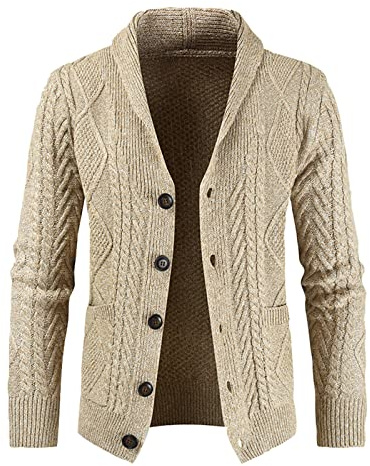 SOOUICKER Strickjacke Herren Jagd Strickjacke Herren Lang Ohne Kapuze Strickpullover Herren Mit Knöpfe Strickjacke Herren Modern Elegant Strickjacke Herren Kragen Strickjacke Herren Cardigan