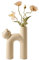 HanOBC Weiße Keramik-Blumenvase, niedliche Katzenform, lustige Tiervase, moderne, minimalistische, nordische Boho-Vase, geometrische dekorative Vasen für Heimdekoration