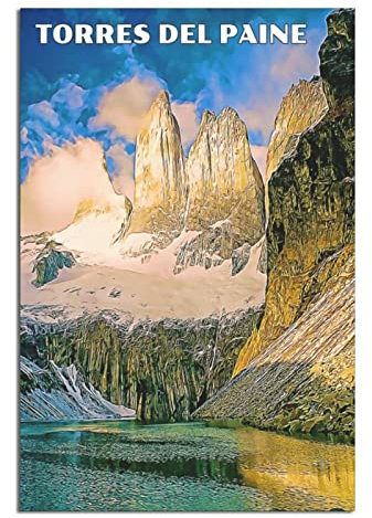 EWPLOREWASP Torres Del Paine National Park Vintage Reiseposter Leinwand Kunst Poster Geschenk Wanddekoration Gemälde Poster Dekorative Poster