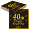 TOPWAYS 40 Geburtstagsdeko Servietten, Schwarz Gold Papier Party Servietten Tischdeko für 40. Geburtstag Mann Frau Happy Birthday Servietten Decorations 40 Stück (40 geburtstag)