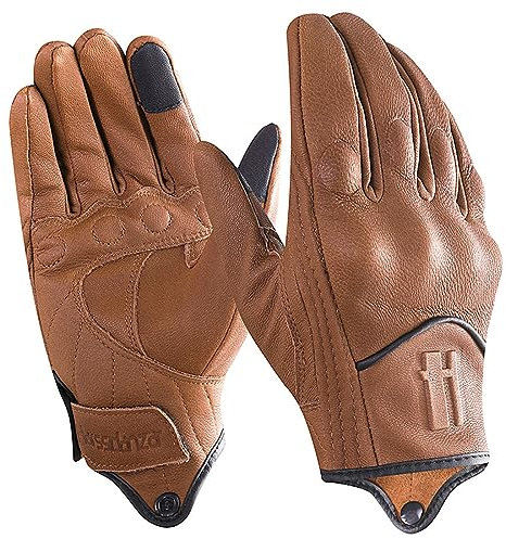 Harssidanzar Herren Motorrad Handschuhe Winter Warm Goatskin Leder Fleece gefüttert Touchscreen Motorrad Handschuhe GM041EU, Hellbraun,Größe XXL