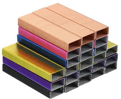 PATIKIL Heftklammern für Hefter 6 Pack(1000Stk Heftklammern pro Pack) 26/6 Standard 1/4 Länge Heftklammern Staufrei für Zuhause Bürobedarf Schwarz/Rose Gold/Gelb/Rose Rot/Lila/Blau