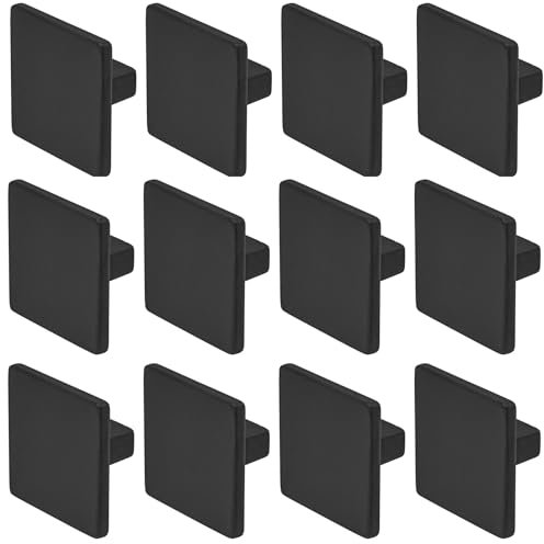 Decoranddecor Calla Square Cabinet Knob Door Pull Handle Kitchen Cupboard Furniture Drawer (12 Pack, Matt Black)