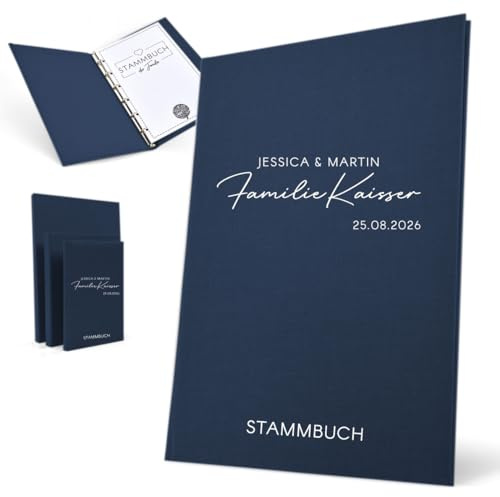 Hochzeitideal Stammbuch der Familie 'Helena' Nr. 305 inkl. Personalisierung (dunkelblau, A4 4-Fach Ringmechanik)