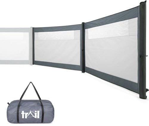 Trail Air Windbreak Double Extension Panel, Inflatable Camping Windbreaker Extender, Modular Windshield Add On Section, TPU Poles, Kador Strip Awning Channel Fixing (L375cm x H130cm)