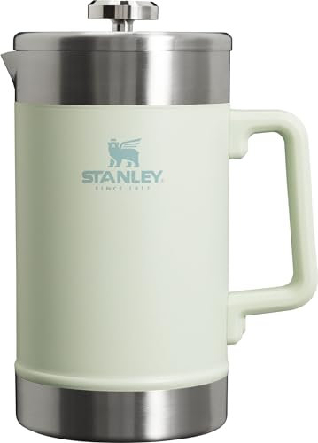STANLEY Prensa francesa con doble aislamiento al vacío, prensa de café de boca ancha de acero inoxidable, gran capacidad, mango ergonómico, apta para lavavajillas, 48 onzas, niebla