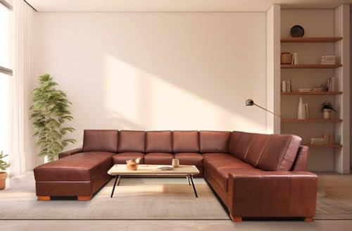 Luxuriösem italienischem Leder Wohnzimmersofa Couchgarnitur Wohnlandschaft U-förmiges Ecksofa California U 275x360x200cm Leder Sofa Echtleder Couch Eckcouch Ecke Farbauswahl (Ottomane Links)