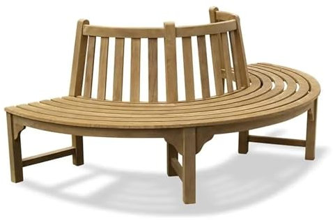 Teako Design Baumbank Teak Fermo mit Rückenlehne Massivholz, Teakholz, Massivholz. Robust und Wetterbeständig, Verschiedene Größen, für den Außenbereich (165 cm, 180°)